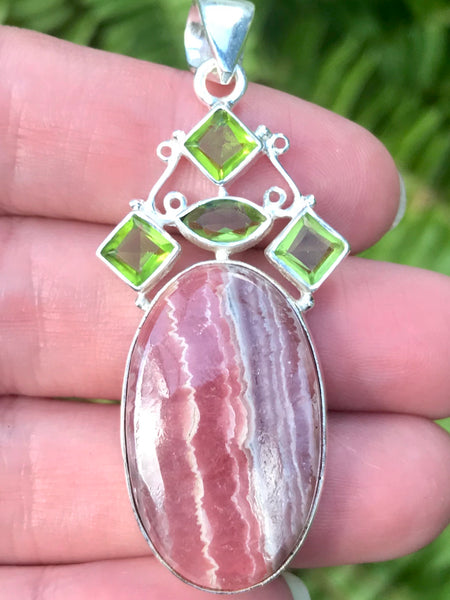 Rhodochrosite and Peridot Pendant - Morganna’s Treasures 