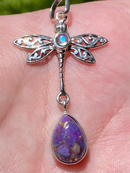 Labradorite and Turquoise Dragonfly Pendant - Morganna’s Treasures 
