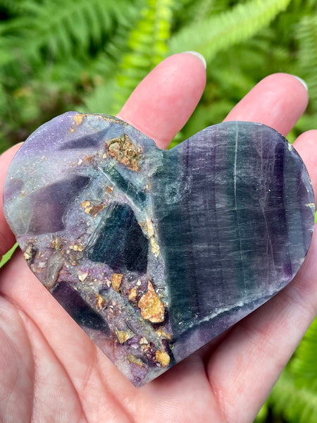 Large Silk Fluorite Heart - Morganna’s Treasures 