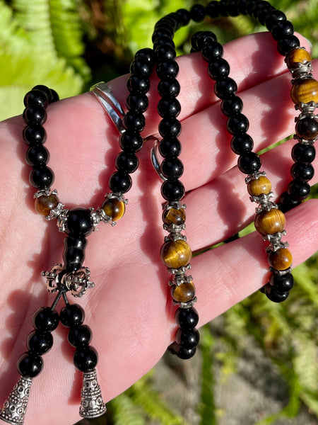 Black Jasper and Tigers Eye Prayer Beads - Morganna’s Treasures 