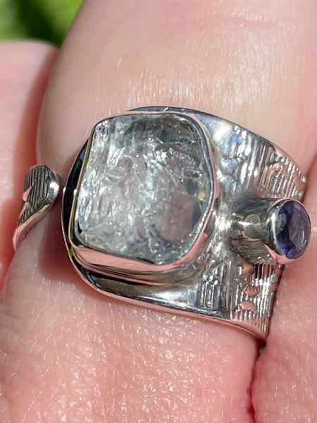 Rough Aquamarine and Iolite Ring Size 8 Adjustable - Morganna’s Treasures 