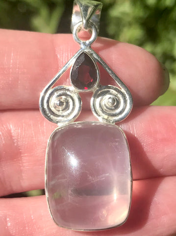 Rose Quartz and Garnet Pendant - Morganna’s Treasures 