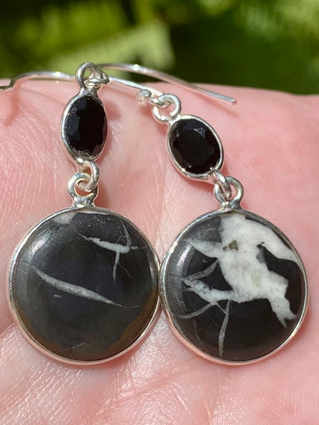 Septarian (Dragon's Stone) and Black Onyx Earrings - Morganna’s Treasures 