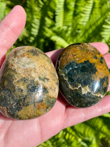 Medium Ocean Jasper Palm Stone - Morganna’s Treasures 
