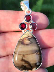 Picasso Jasper and Pink Tourmaline Pendant - Morganna’s Treasures 