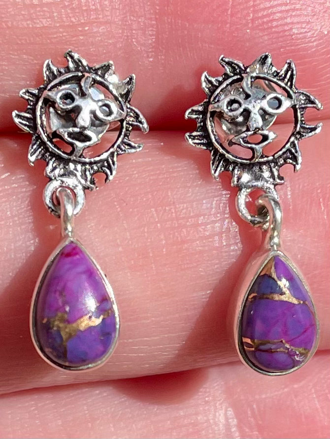 Sun Purple Copper Turquoise Earrings - Morganna’s Treasures 