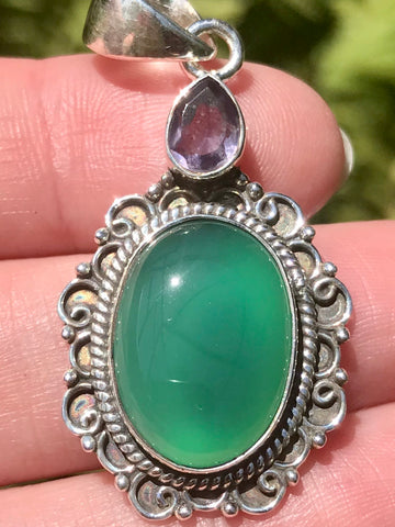 Green Onyx and Amethyst Pendant - Morganna’s Treasures 