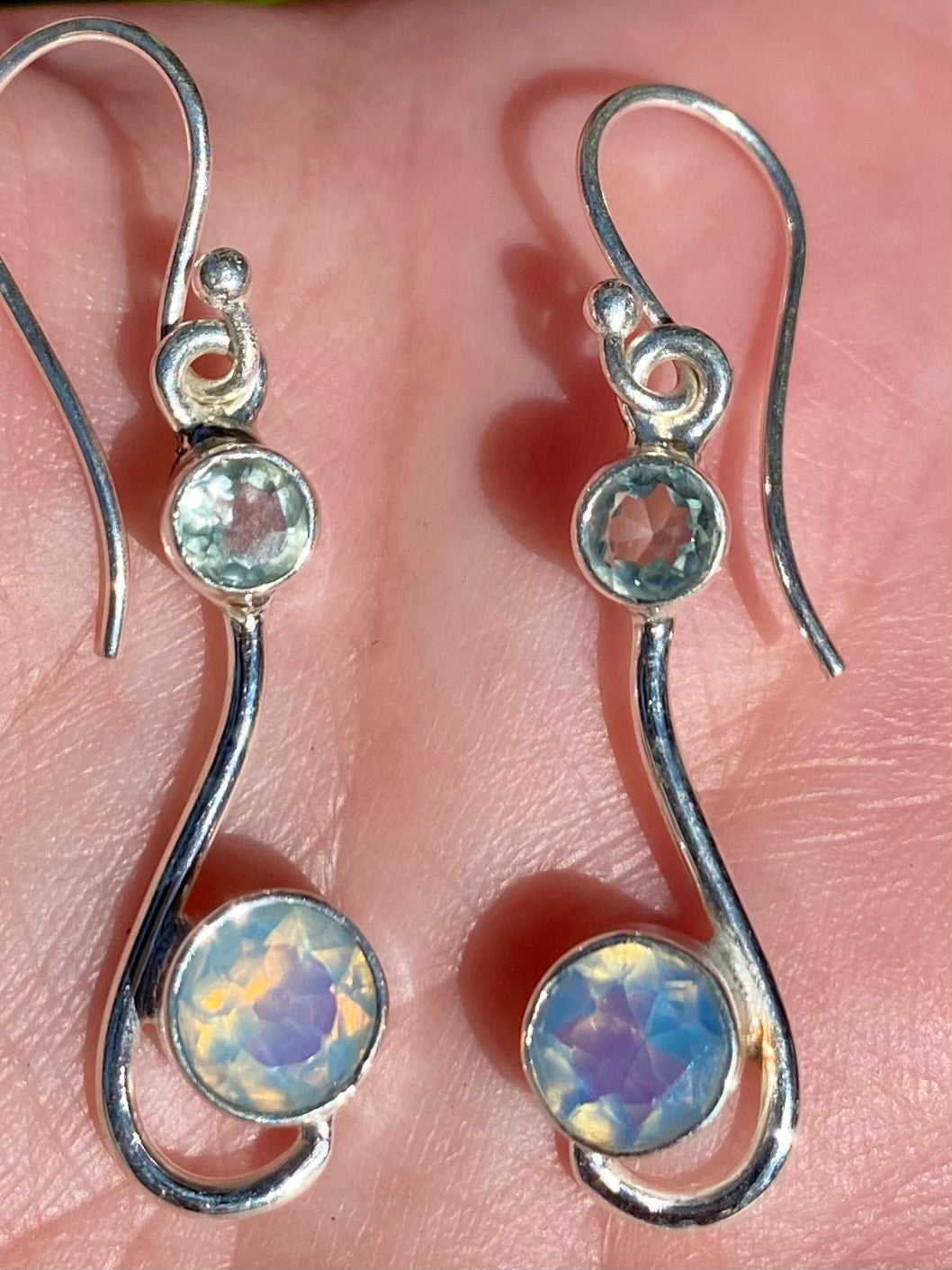 Fire Opalite and Blue Apatite Earrings - Morganna’s Treasures 