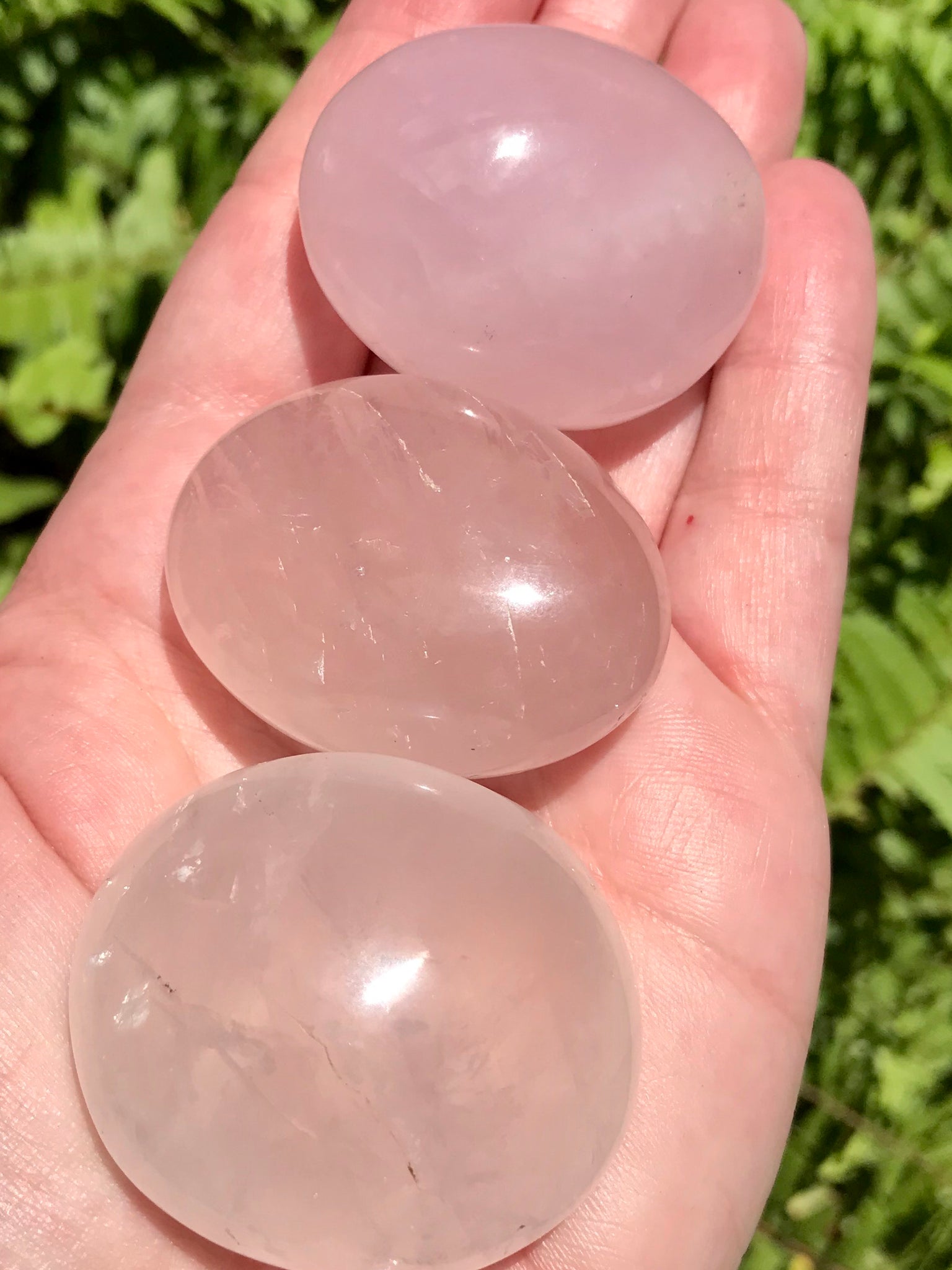 Medium Rose Quartz Palm Stone - Morganna’s Treasures 