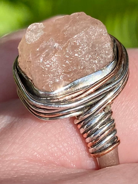 Wire-Wrapped Rough Morganite Ring Size 6.5 - Morganna’s Treasures 