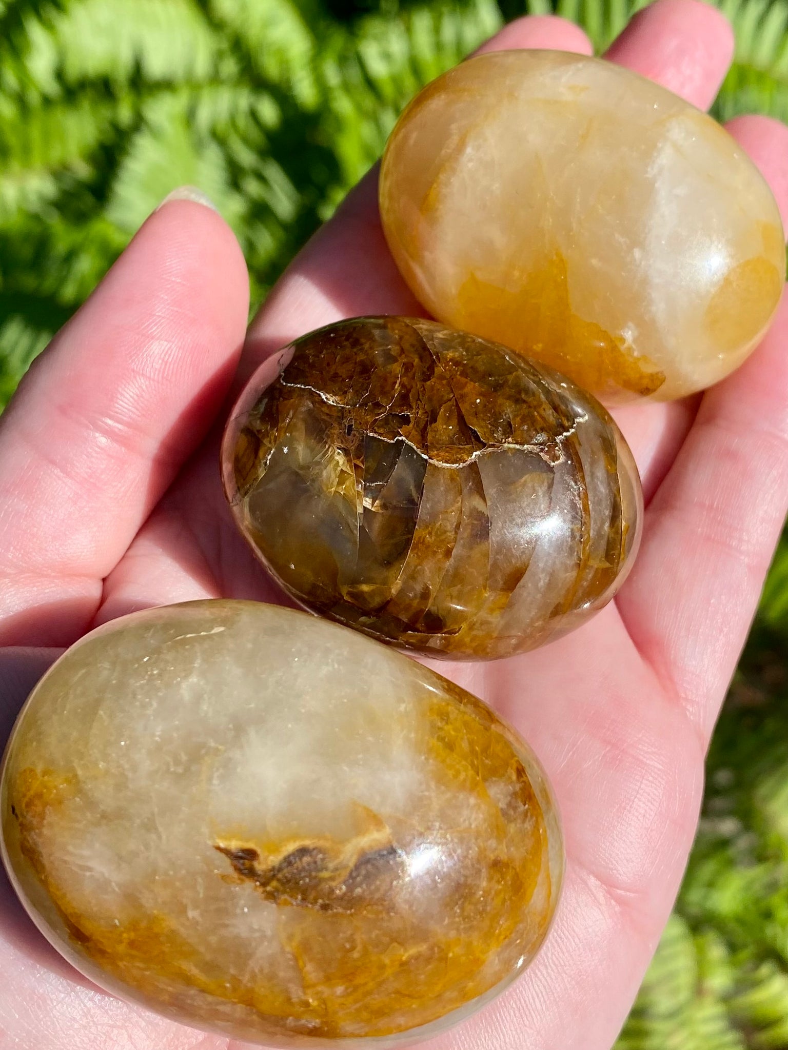 Small Golden Healer Quartz Palm Stone - Morganna’s Treasures 