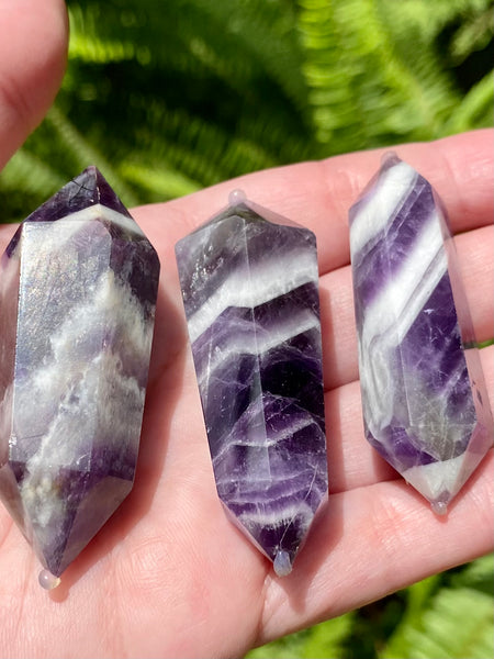 Double Terminated Chevron Amethyst Crystal Healing Wand - Morganna’s Treasures 