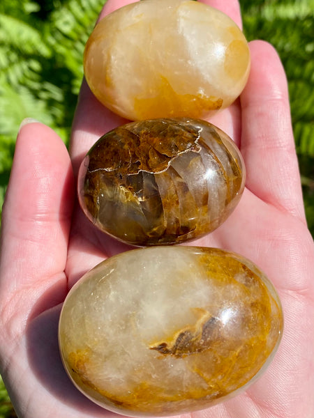 Small Golden Healer Quartz Palm Stone - Morganna’s Treasures 