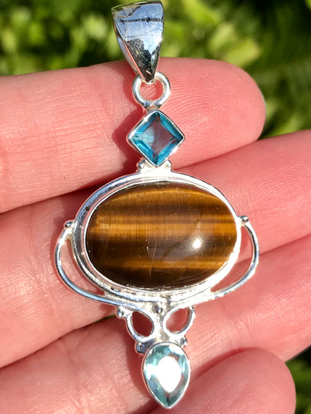 Tigers Eye and Blue Topaz Pendant - Morganna’s Treasures 