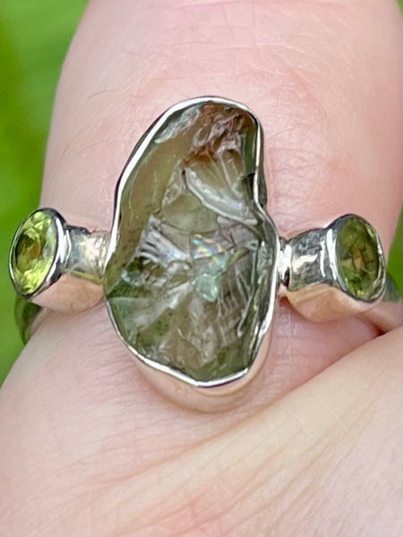 Rough Green Apatite and Peridot Ring Size 6 - Morganna’s Treasures 