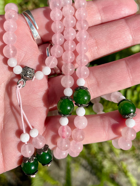 Rose Quartz and Green Aventurine Prayer Beads - Morganna’s Treasures 