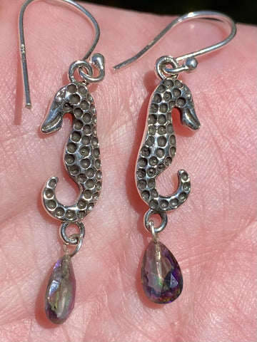 Mystic Topaz Seahorse Earrings - Morganna’s Treasures 