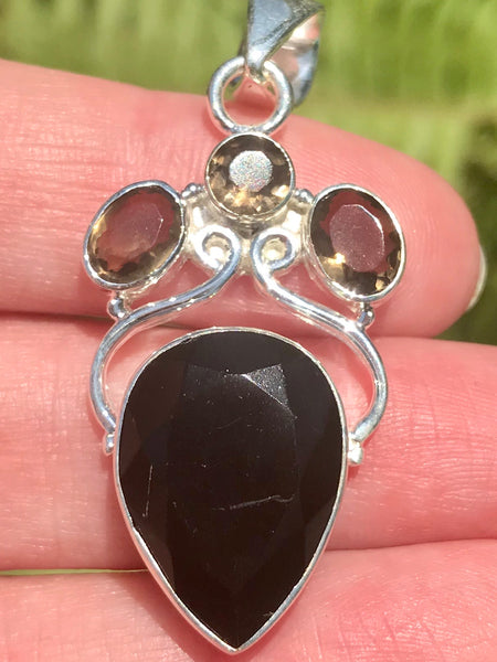 Black Onyx and Smoky Quartz Pendant - Morganna’s Treasures 