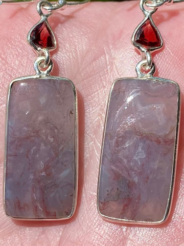 Texas Moss Agate and Garnet Earrings - Morganna’s Treasures 