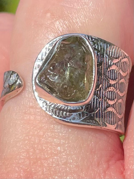 Rough Green Apatite Ring Size 8.5 Adjustable - Morganna’s Treasures 