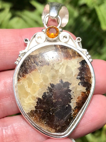 Septarian (Dragon's Stone) and Citrine Pendant - Morganna’s Treasures 