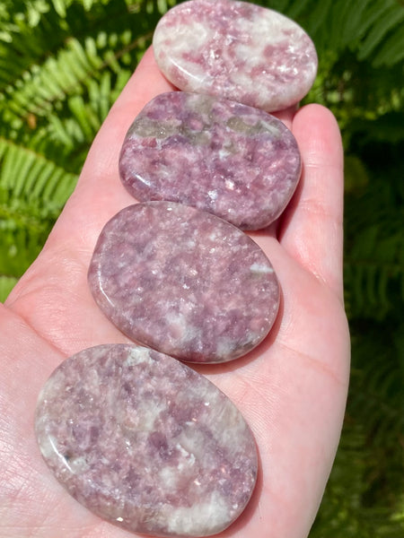 Lepidolite Palm Stones - Morganna’s Treasures 