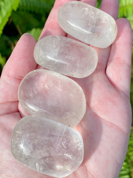 Medium Clear Quartz Crystal Palm Stones from Madagascar - Morganna’s Treasures 
